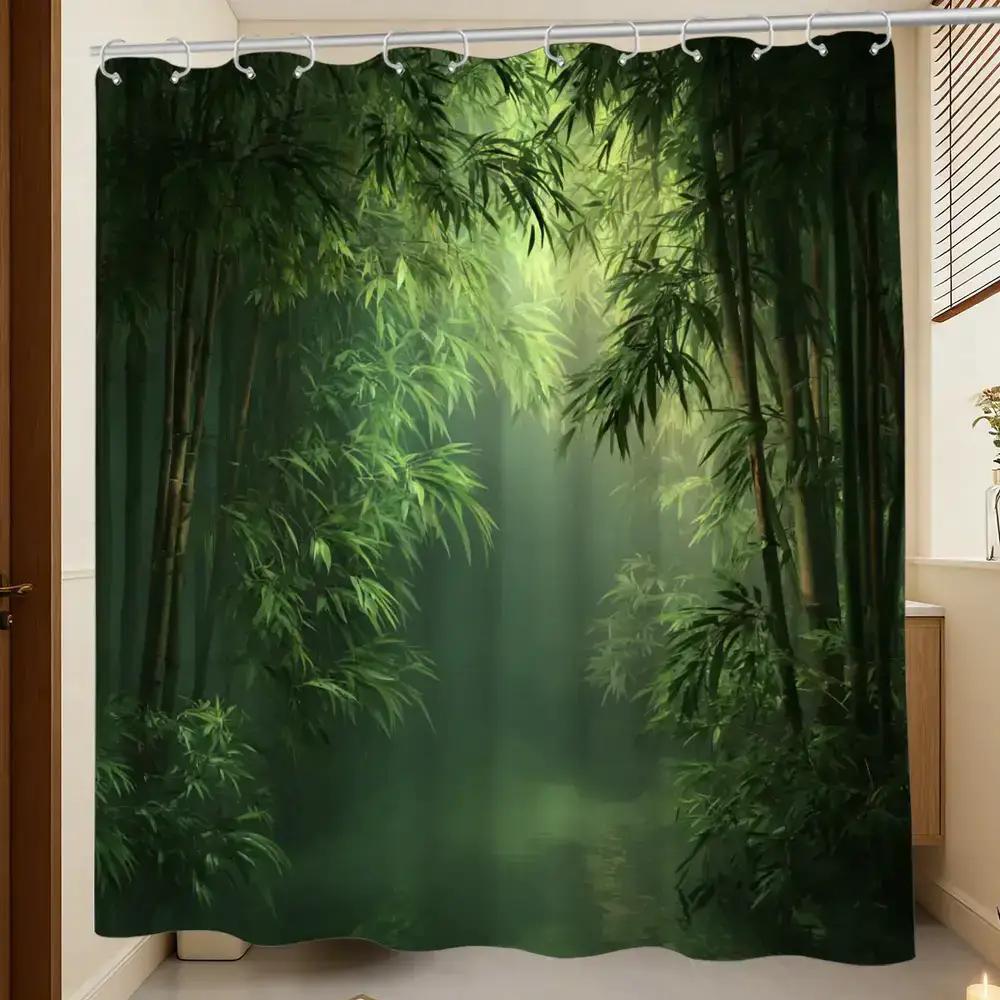 Spa Wellness Nature - Banyo Duş Perdesi Bambu Ormanı Baskı